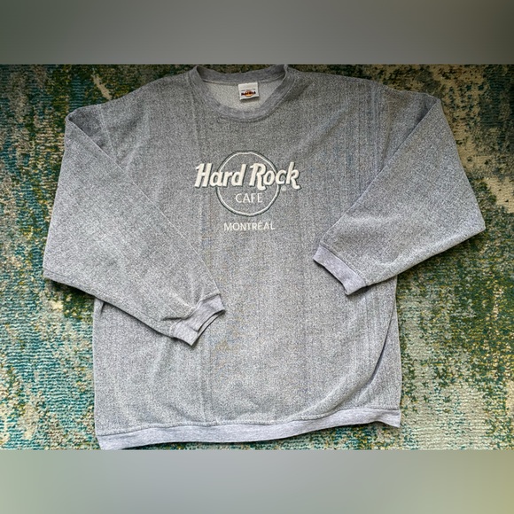 HARD ROCK CAFE Advertising Sweatshirt, Men's Size L polyester gray type Vintage Second Hand